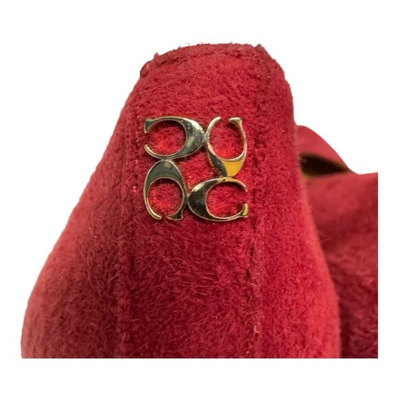 Coach Red Suede Leather Pointed Toe High Heel Pumps Classic Shoes - Picture 6 of 13